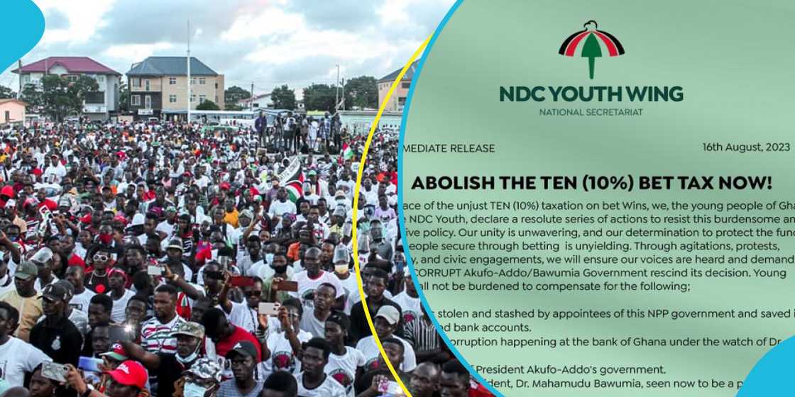 NDC youth protest against tax on bet winnings NDC youth protest against tax on bet winnings