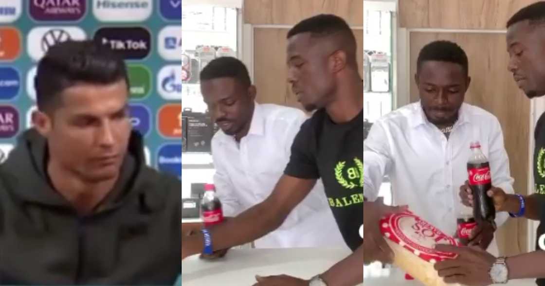 Comedian Waris and Kwaku Manu remake Cristiano Ronaldo's coca cola snub video Comedian Waris and Kwaku Manu remake Cristiano Ronaldo's coca cola snub video