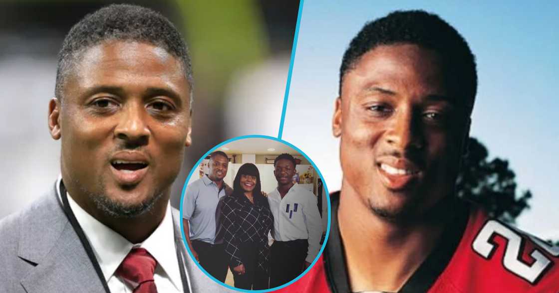 Photos of Warrick Dunn (L) and LaToya Reedy and her son (M) Photos of Warrick Dunn (L) and LaToya Reedy and her son (M)