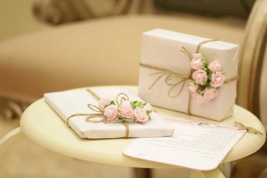 Two gift wrapped boxes