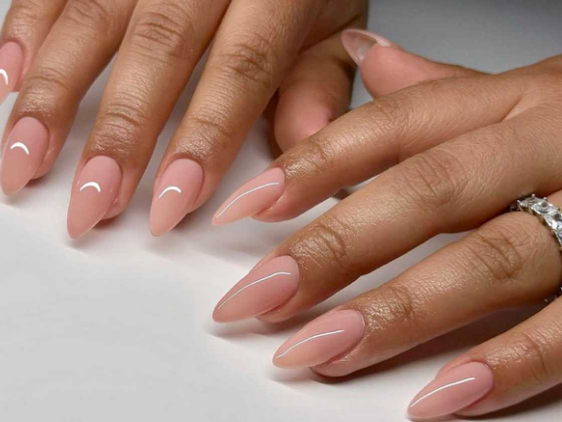 Pink almond ombre nails with sheer ombre