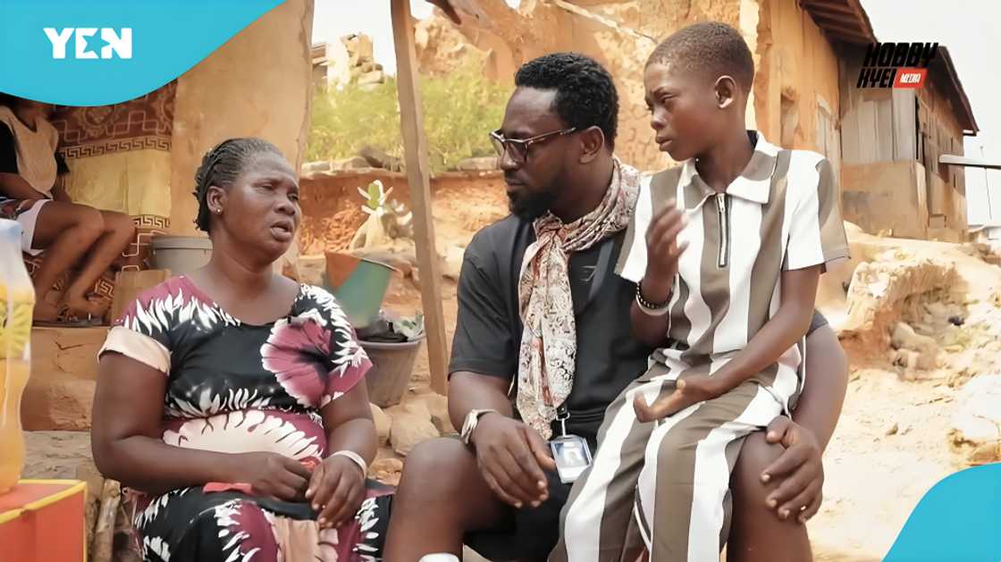 Kobby Kyei visits a woman striggling fro stroke and her son, Ghana, poverty, people, education, galamsey, illegal mining, school, Angle and mother