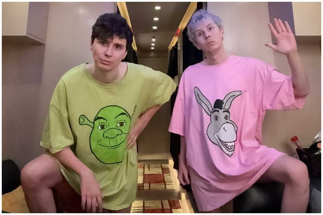 Dan and Phil, resting indoors. Dan and Phil, resting indoors.