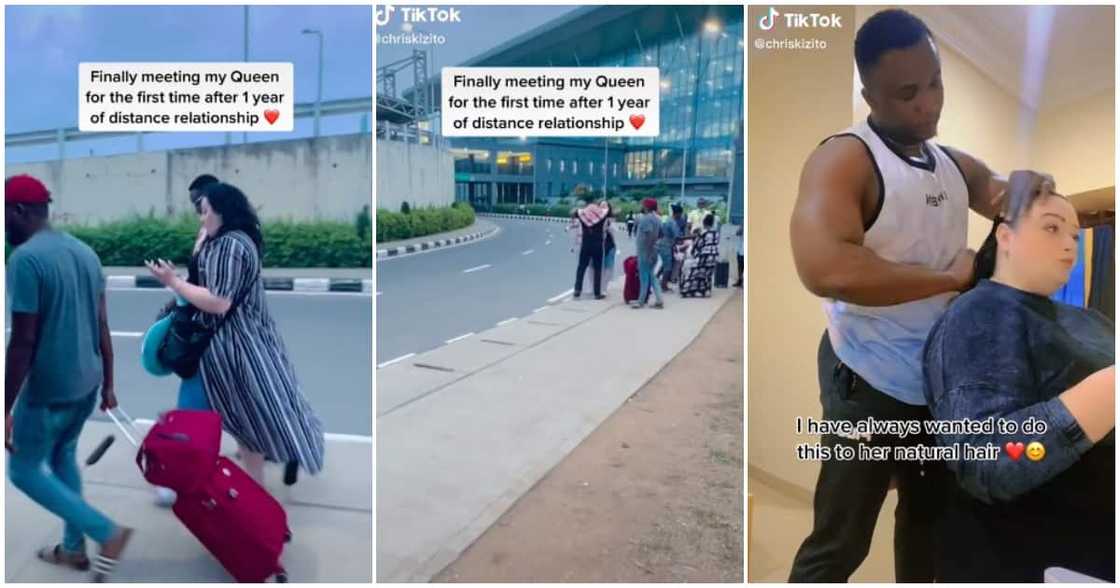 Jessie, Chris Kizito, long-distance dating, online dating, Oyinbo lady arrives in Nigeria Jessie, Chris Kizito, long-distance dating, online dating, Oyinbo lady arrives in Nigeria