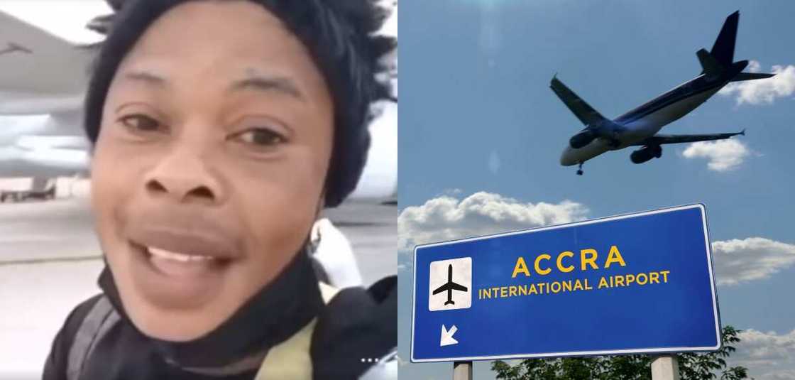 Lady teases Ghanaians as she boards plane Lady teases Ghanaians as she boards plane