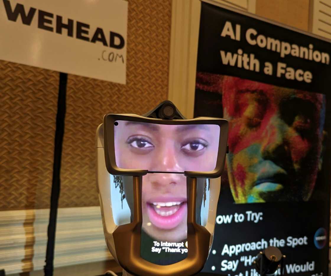 Wehead, a companion robot that uses generative artificial intelligence, was on display at the Consumer Electronics Show (CES) in Las Vegas Wehead, a companion robot that uses generative artificial intelligence, was on display at the Consumer Electronics Show (CES) in Las Vegas