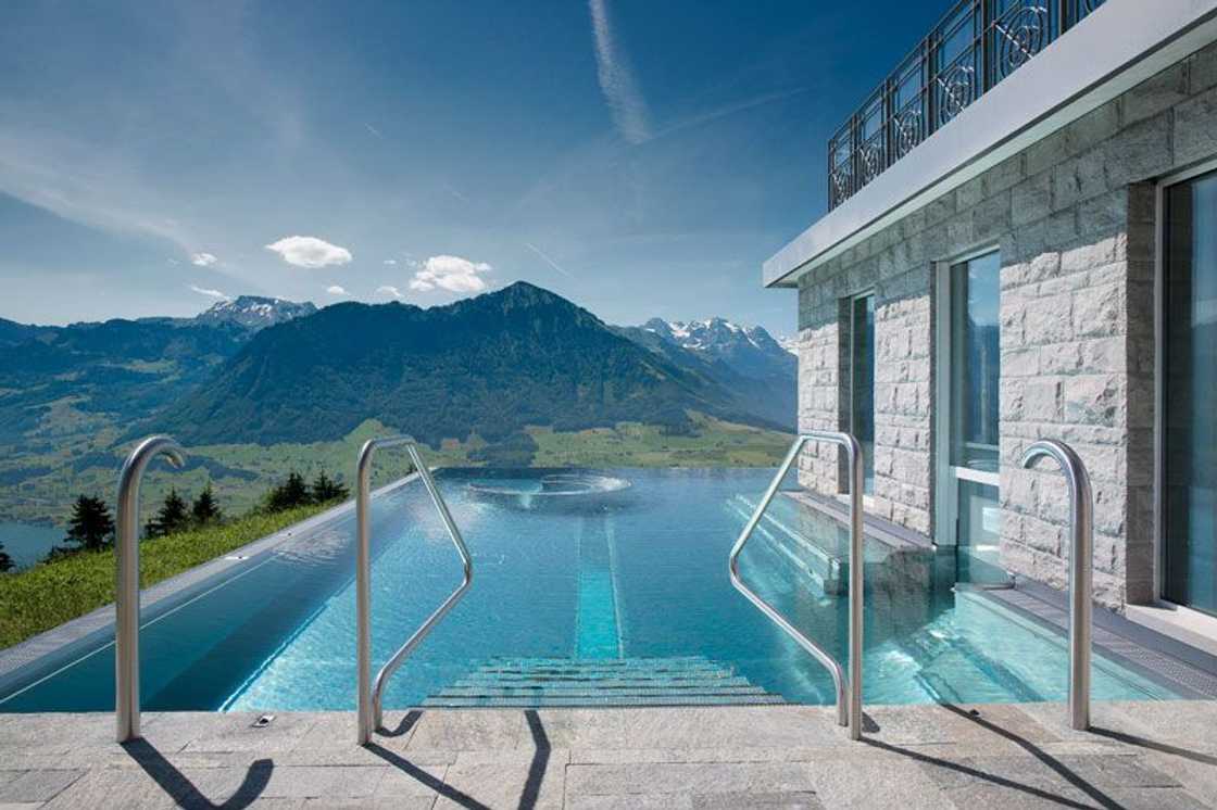 The infinity pool at Villa Honegg in Switzerland The infinity pool at Villa Honegg in Switzerland