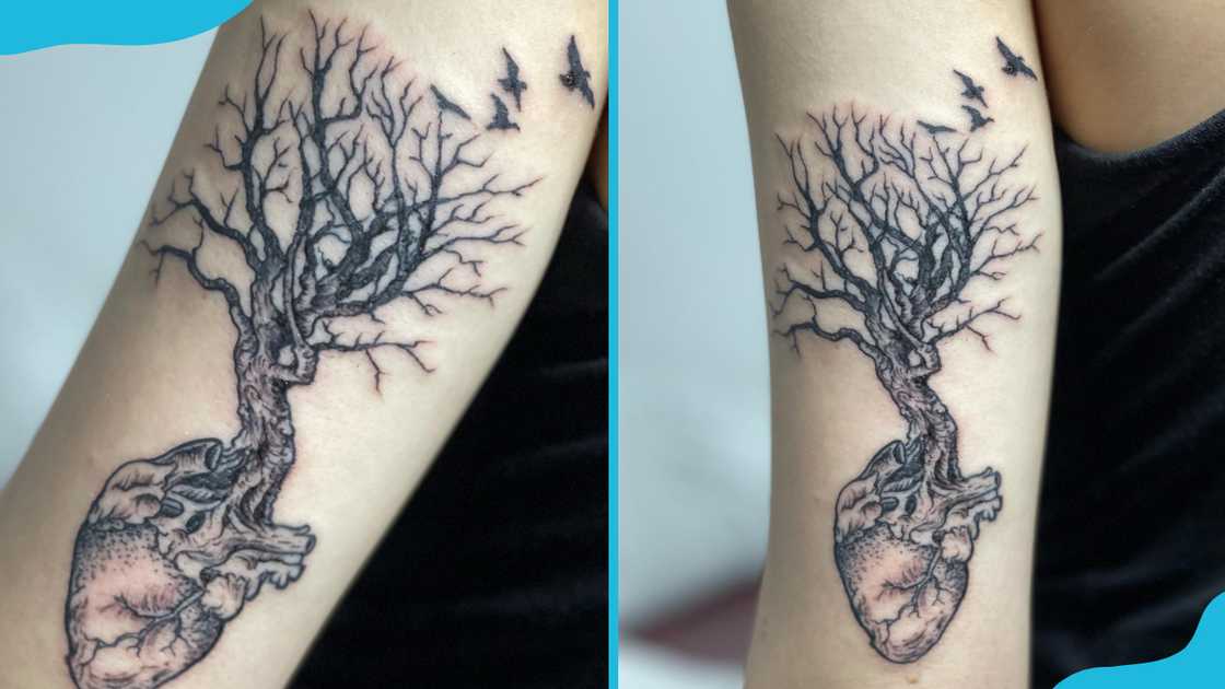 Merging heart and tree tattoo Merging heart and tree tattoo