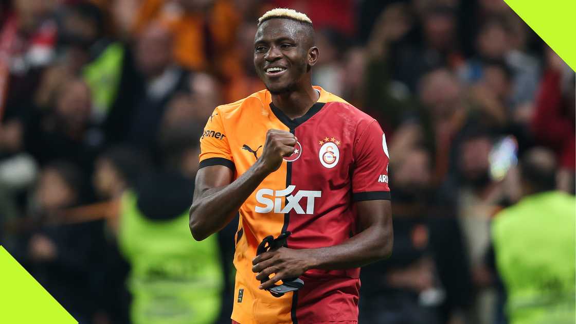 Victor Osimhen celebrates a goal for Galatasaray