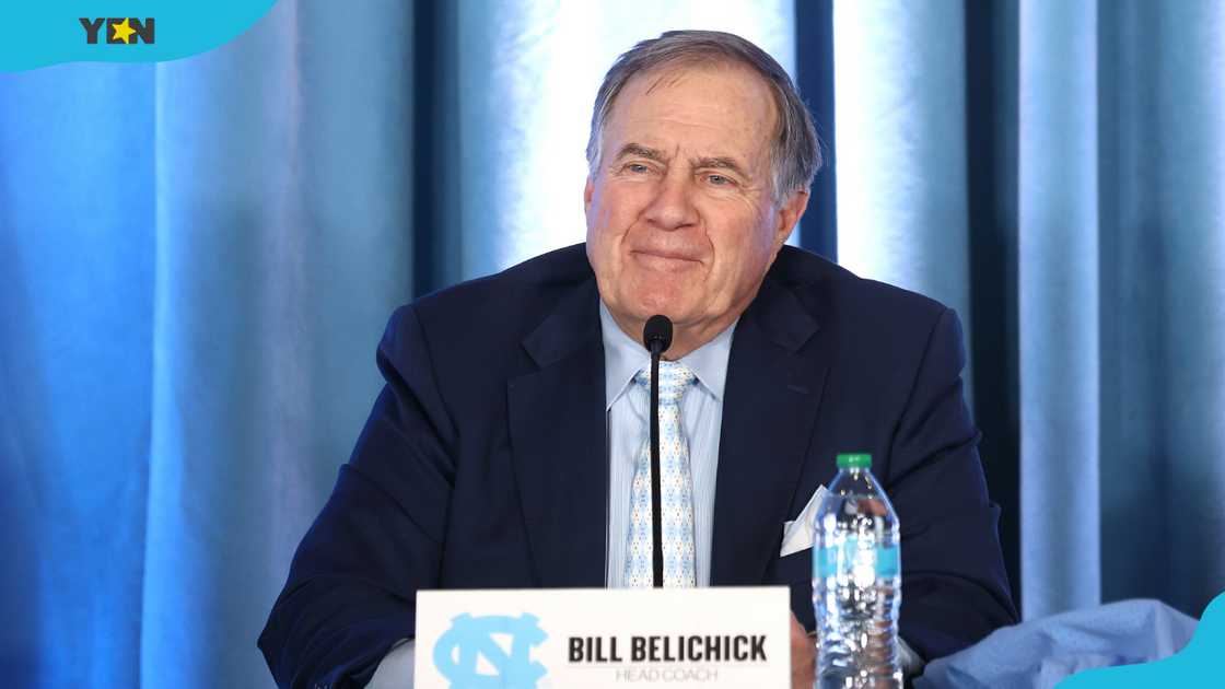 Head Coach Bill Belichick of the North Carolina Tar Heels speaks to the media during a press conference. Head Coach Bill Belichick of the North Carolina Tar Heels speaks to the media during a press conference.