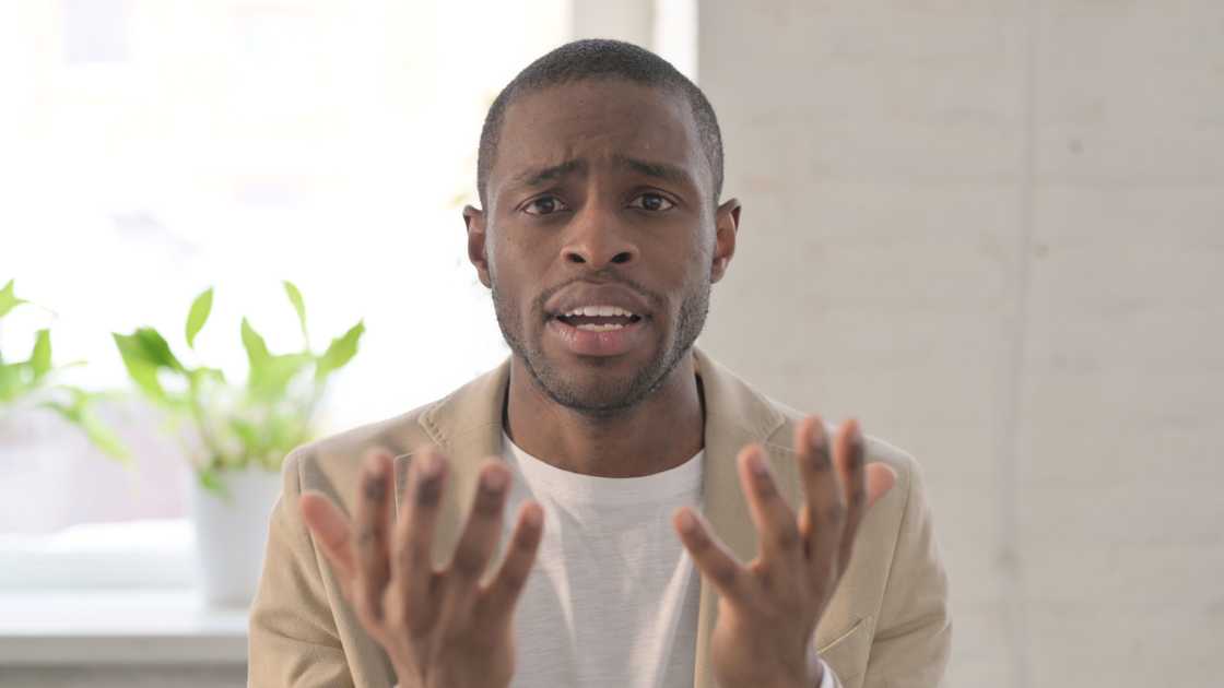 A disappointed man talking A disappointed man talking