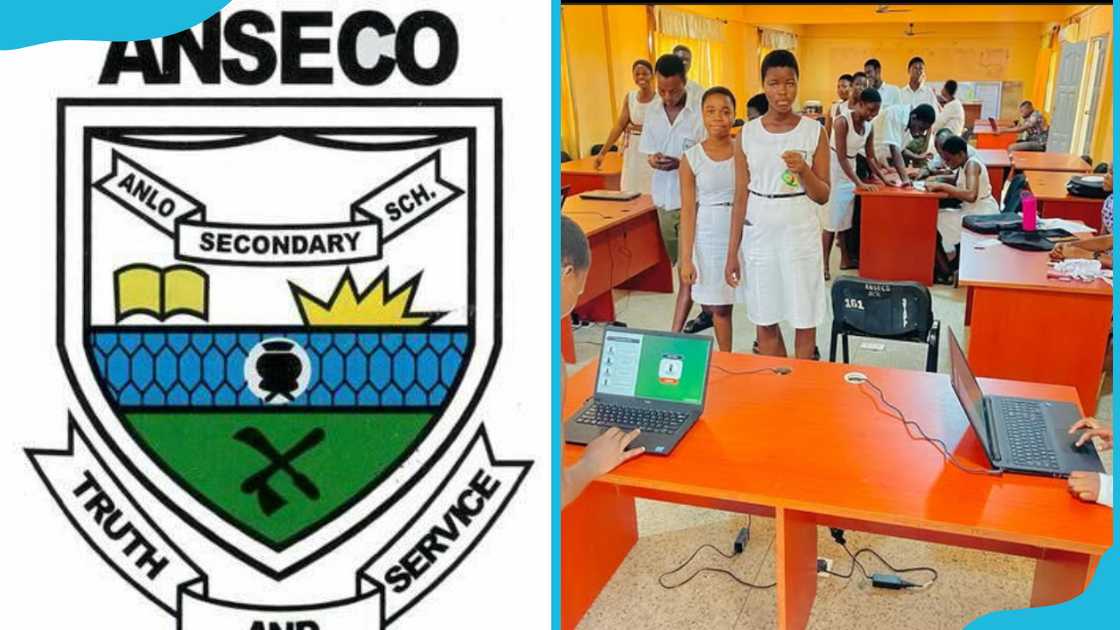 Anlo Senior High logo and students Anlo Senior High logo and students