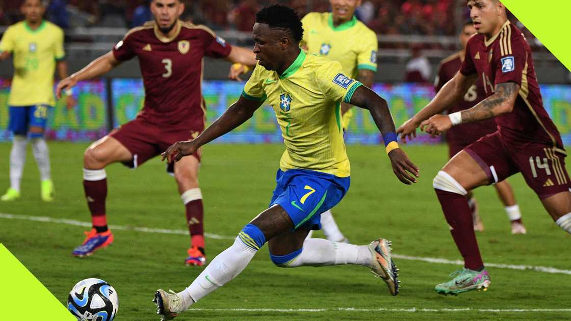 Real Madrid winger Vinicius squandered a second-half penalty as Brazil was held to a 1-1 draw at Venezuela. Real Madrid winger Vinicius squandered a second-half penalty as Brazil was held to a 1-1 draw at Venezuela.