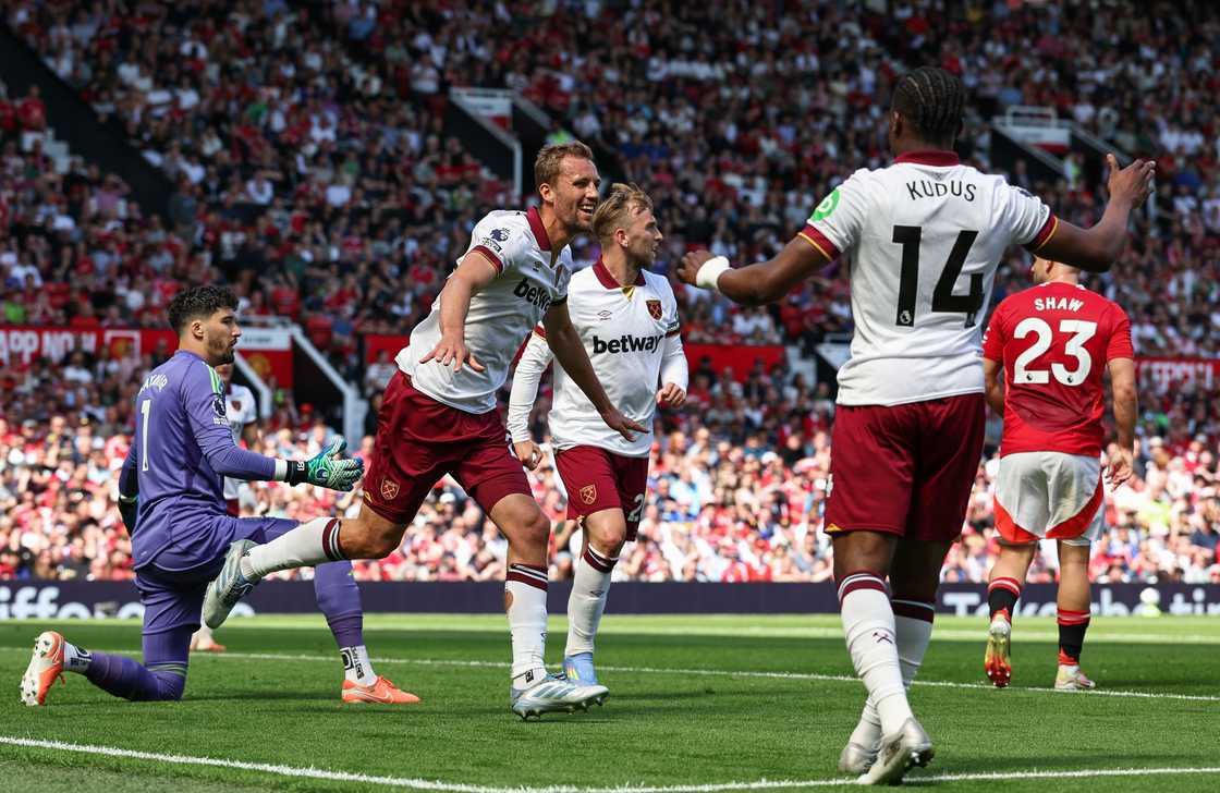 Mohammed Kudus, Tomas Soucek, West Ham United, Premier League Mohammed Kudus, Tomas Soucek, West Ham United, Premier League