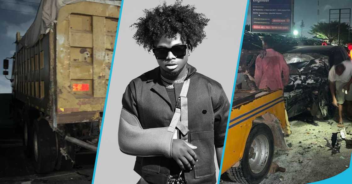 Scenes from Kuami Eugene's car accident Scenes from Kuami Eugene's car accident