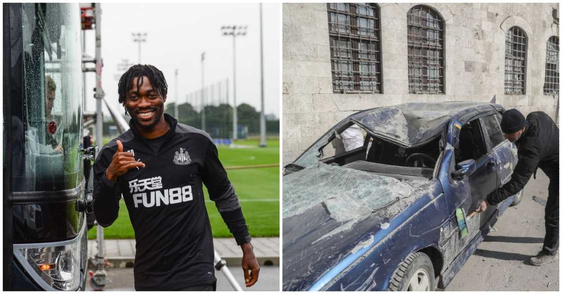 Photo of Christian Atsu and a car that was destroyed by earthquake Photo of Christian Atsu and a car that was destroyed by earthquake