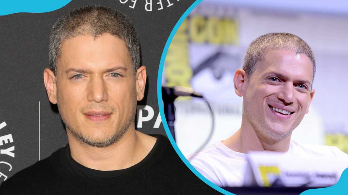 Wentworth Miller in a black (L) and white (R) shirt Wentworth Miller in a black (L) and white (R) shirt