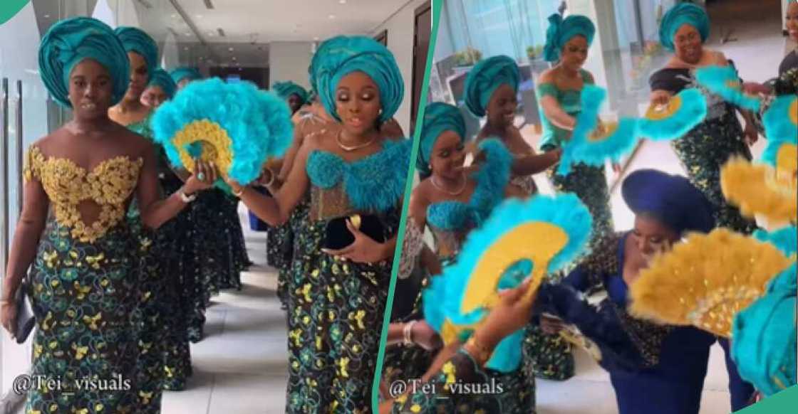 A bride and her asoebi ladies look gorgeous A bride and her asoebi ladies look gorgeous