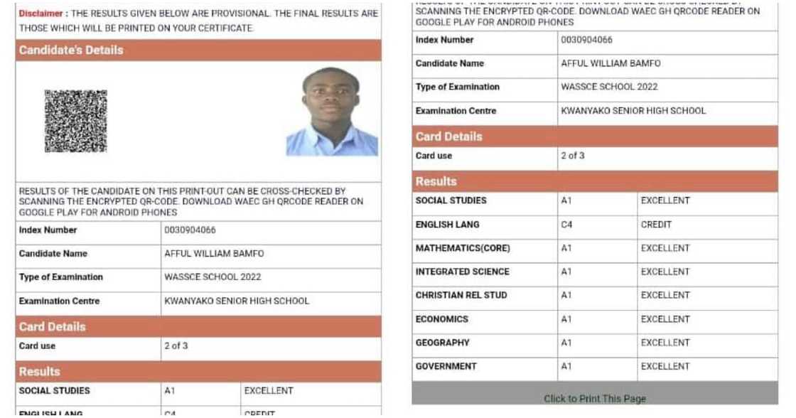 Ghanaian boy with 7A's in WASSCE. Ghanaian boy with 7A's in WASSCE.