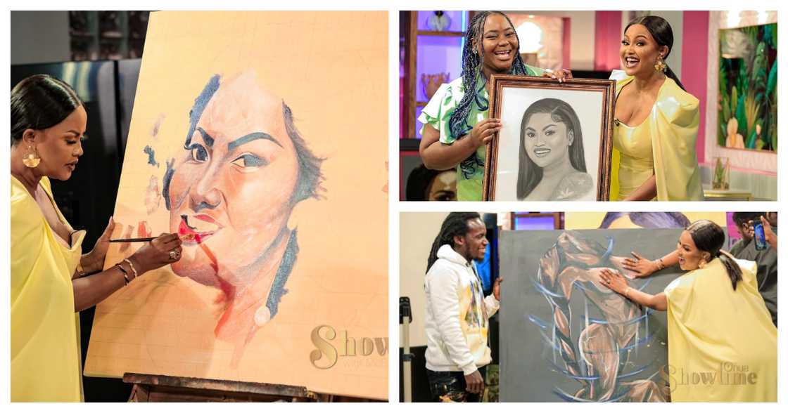Nana Ama McBrown paints her photo in Onua Showtime studios
