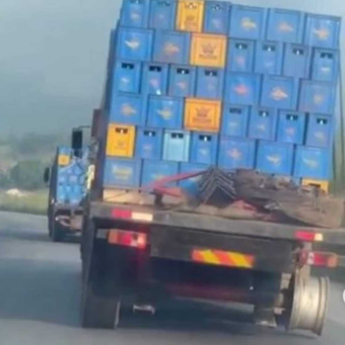 The truck drove on. The truck drove on.