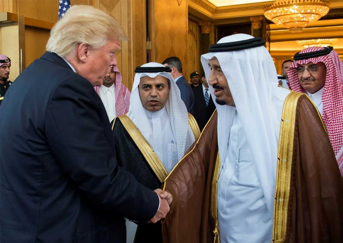 US President Donald Trump (L) met Saudi Arabia's King Salman (2nd-R) on his first foreign visit in 2017 US President Donald Trump (L) met Saudi Arabia's King Salman (2nd-R) on his first foreign visit in 2017