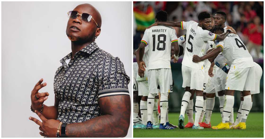 Photo of Ghanaian musician GoldKay and Black Stars Photo of Ghanaian musician GoldKay and Black Stars