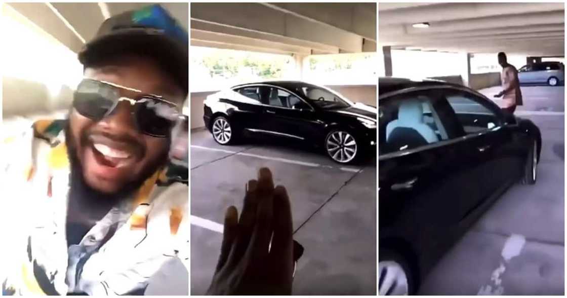 Tesla car, Nigeria man screams, self-driving car Tesla car, Nigeria man screams, self-driving car