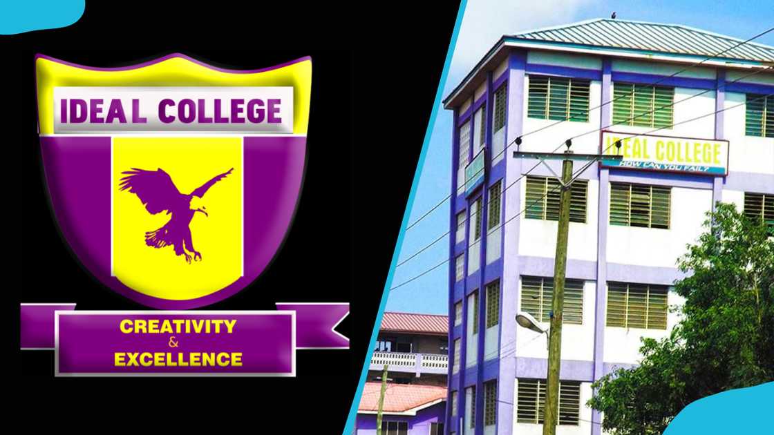 Ideal College's logo and building Ideal College's logo and building