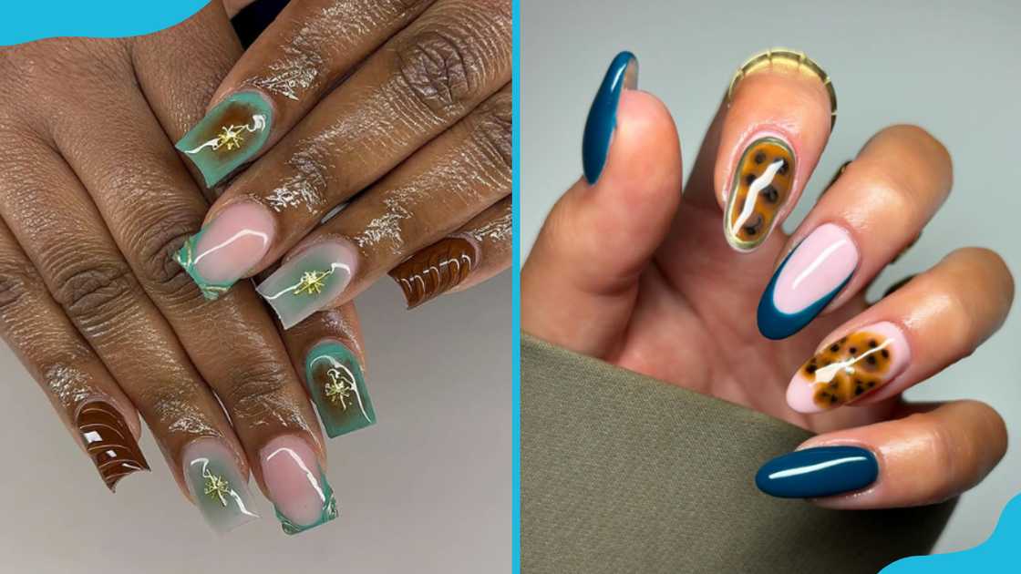 Teal and white nails Teal and white nails