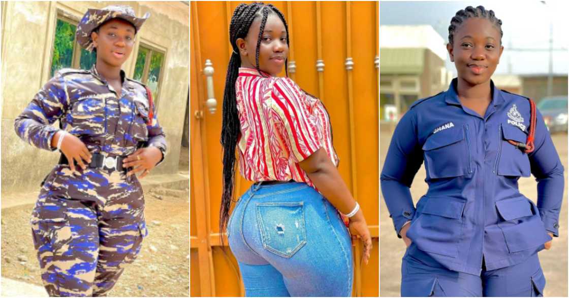 Amah Nice: Beautiful Ghanaian policewoman flaunts her banging curves in uniform, fine men drool