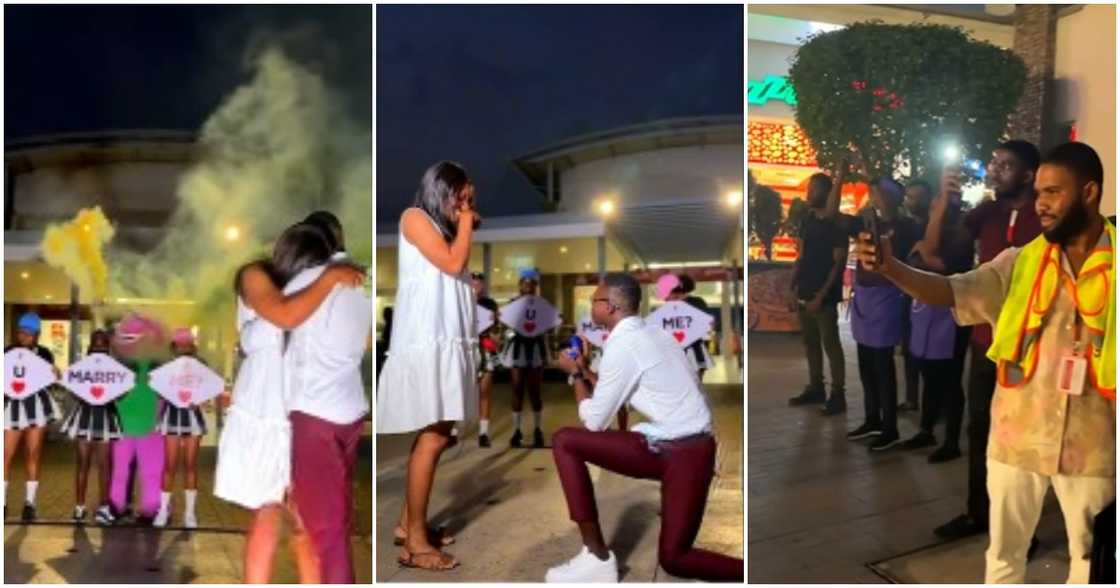 Photo of man proposing marriage to his girlfriend at Accra Mall Photo of man proposing marriage to his girlfriend at Accra Mall