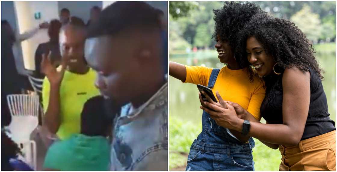 Lady dancing with boyfriend and sending her number to another Lady dancing with boyfriend and sending her number to another
