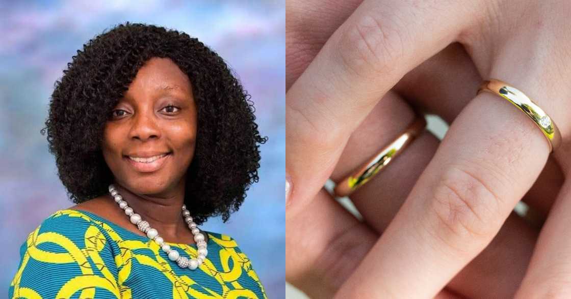 A collage of Ghanaian counsellor, Dr. Charlotte Oduro an hands with wedding rings on A collage of Ghanaian counsellor, Dr. Charlotte Oduro an hands with wedding rings on