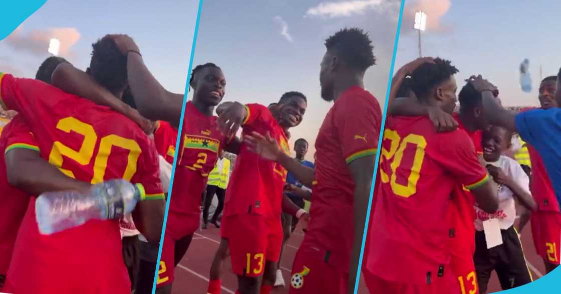 Kudus, Nuamah and other Black Stars players jubilating Kudus, Nuamah and other Black Stars players jubilating