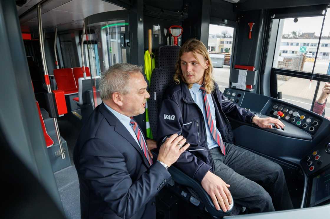 Benedikt Hanne is one of five student recruits of the Nuremberg public transport service