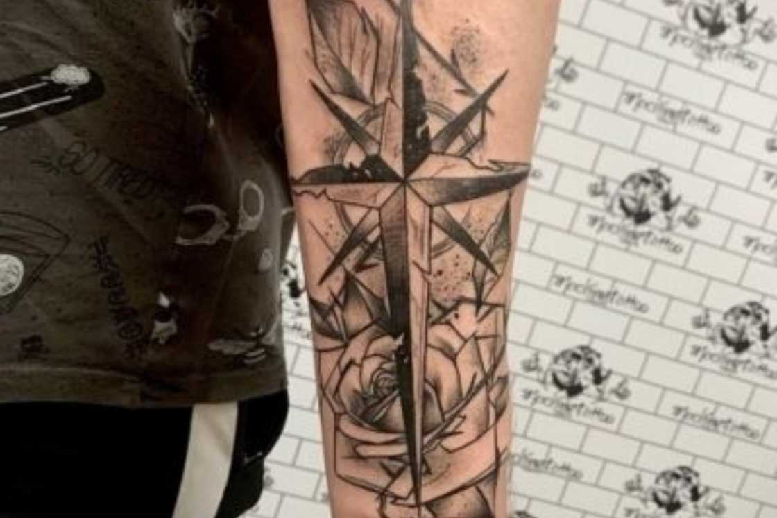 Intricate forearm compass rose tattoo Intricate forearm compass rose tattoo