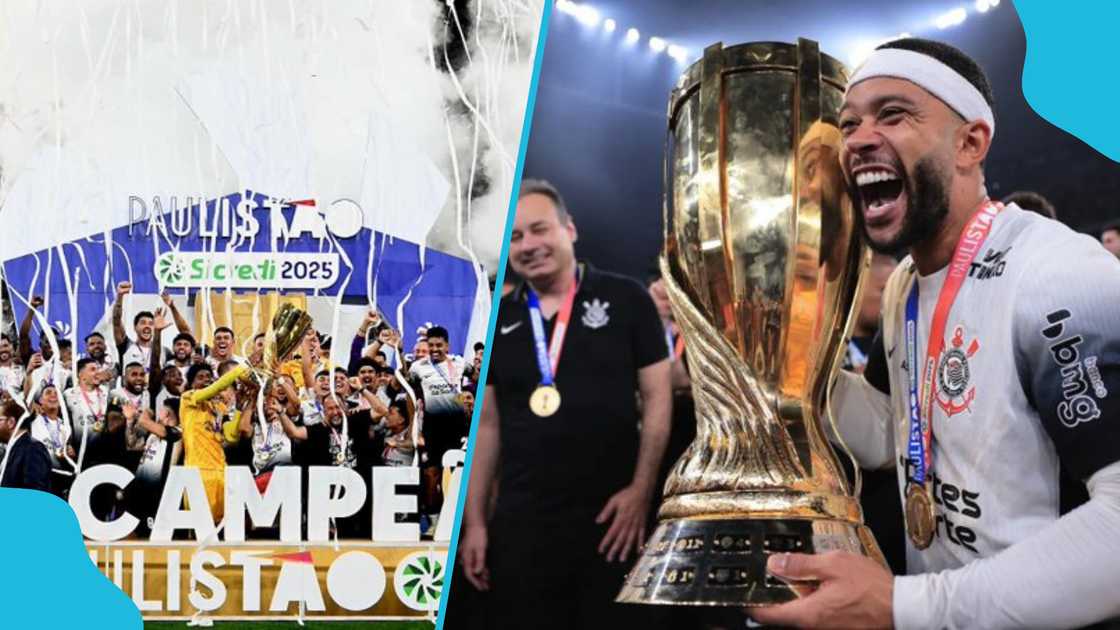 Memphis Depay wins first trophy with Corinthians. Memphis Depay wins first trophy with Corinthians.