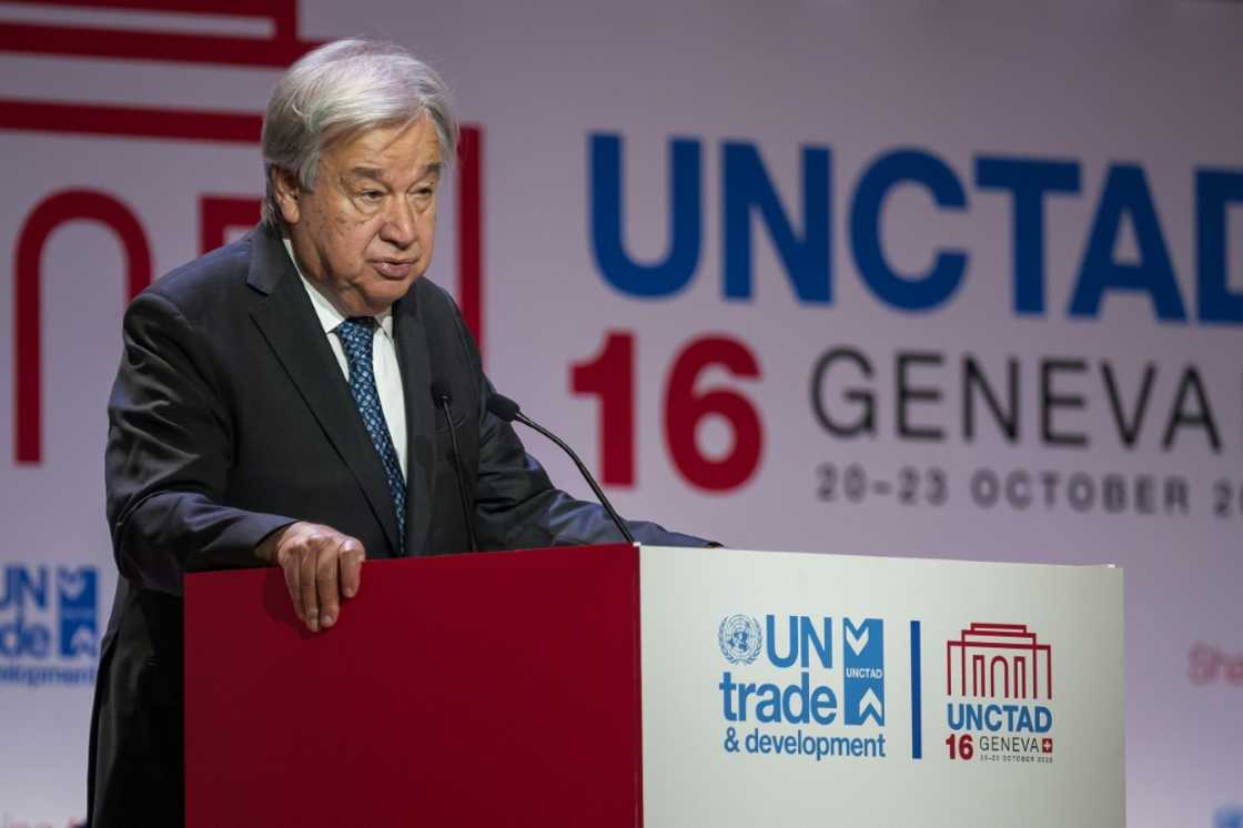 UN Secretary-General Antonio Guterres said global debt was soaring UN Secretary-General Antonio Guterres said global debt was soaring