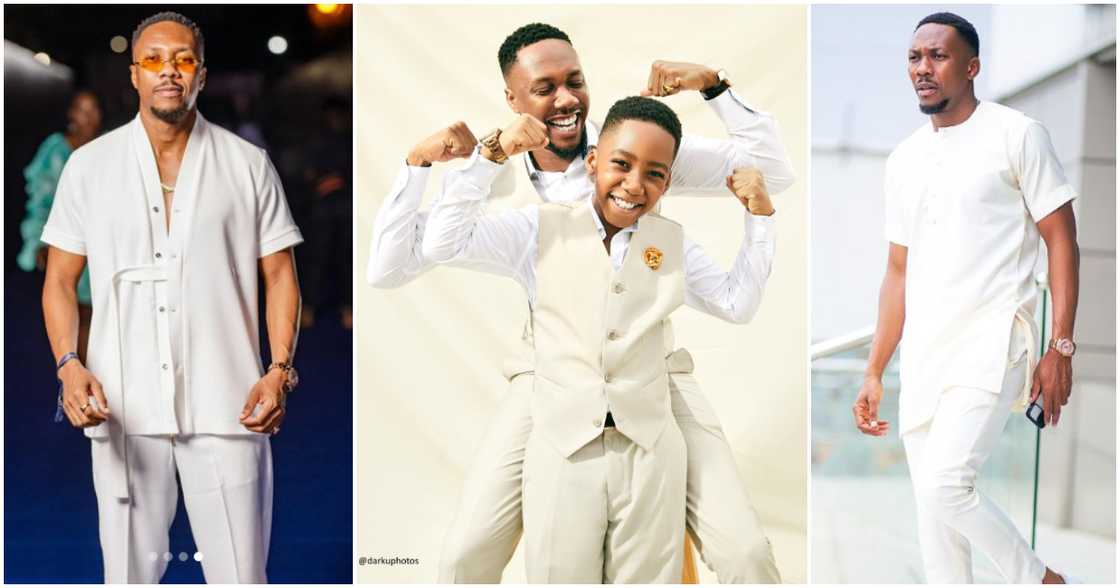 Ghanaian media personality Bliss Kingg and his son.