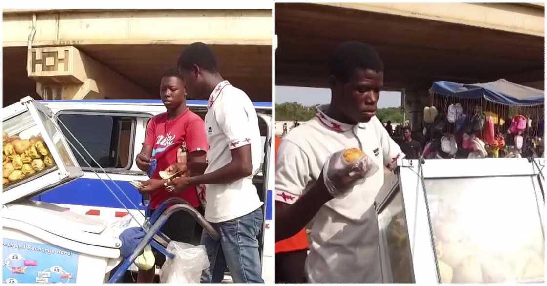 Photos of Apam, the UG student who sells yoghurt to take care of himself Photos of Apam, the UG student who sells yoghurt to take care of himself