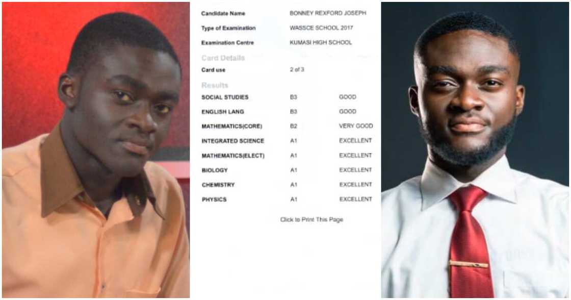 Photos of NSMQ boy Rexford Joseph Bonney and his results. Photos of NSMQ boy Rexford Joseph Bonney and his results.