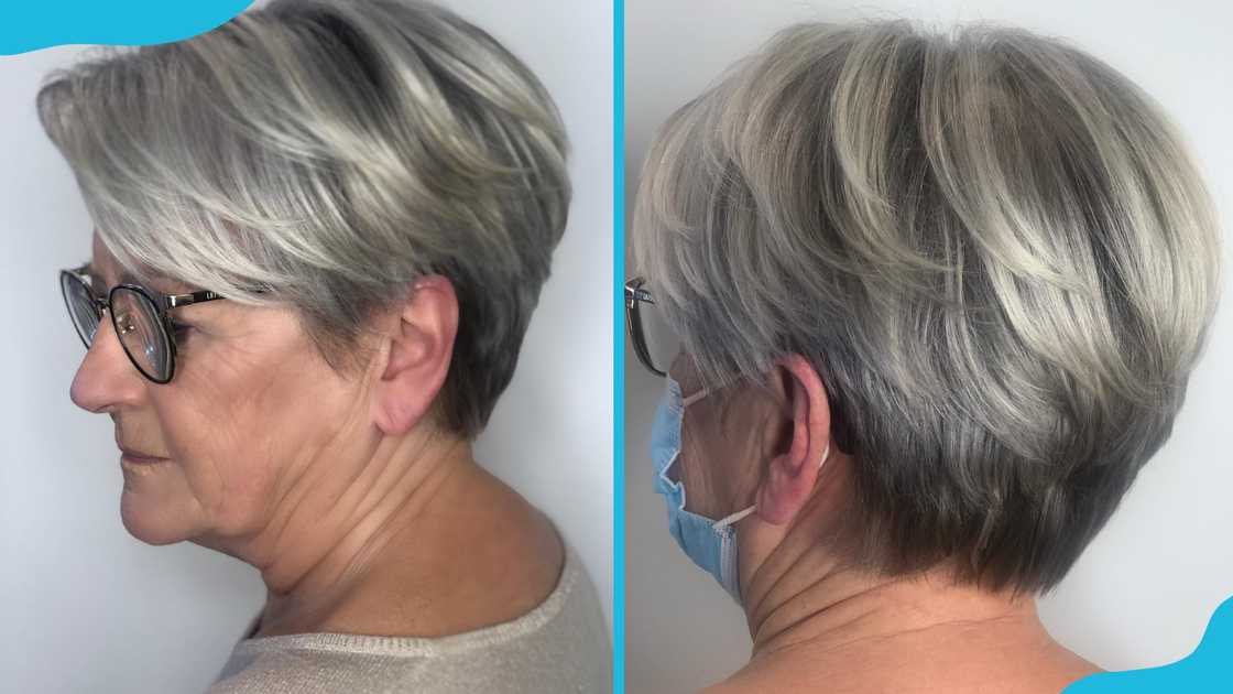 Compact stacked bob with side swept bangs Compact stacked bob with side swept bangs