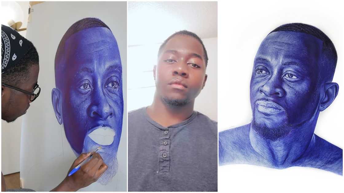 Young man wows Nigerians with the drawing he made with pen, stirs reactions Young man wows Nigerians with the drawing he made with pen, stirs reactions