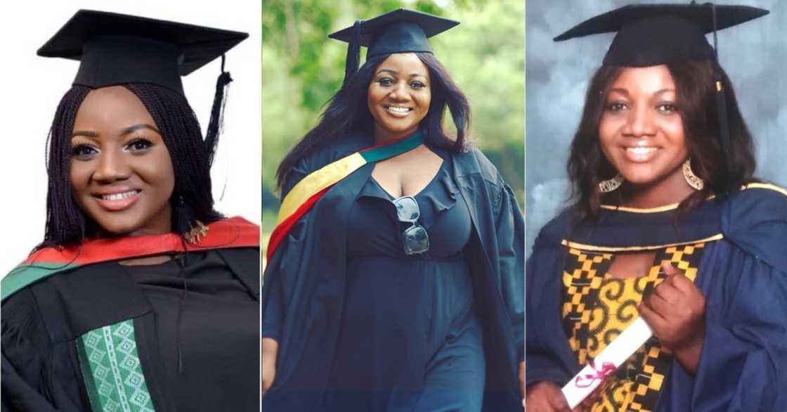 Ghanaian lady who couldn't go to tertiary in 4 years after SHS now bags 3 degrees