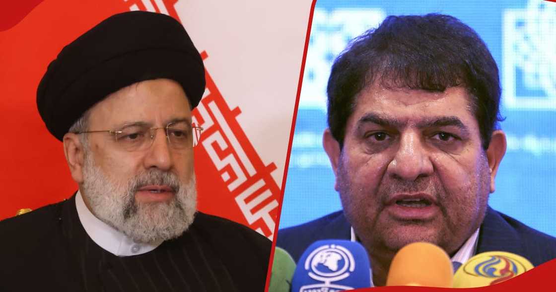 Ebrahim Raisi (left frame). He has perished in a tragic chopper crash. Mohammad Mukhber (right frame). He is to assume Office of the President. Ebrahim Raisi (left frame). He has perished in a tragic chopper crash. Mohammad Mukhber (right frame). He is to assume Office of the President.