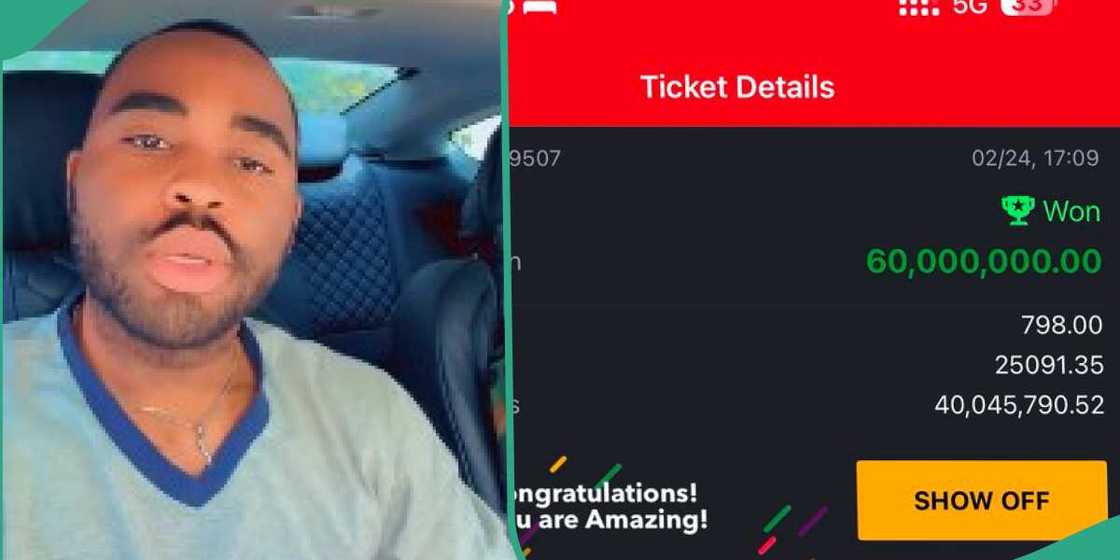 Man flaunts winning ticket as he wins N60 million on SportyBet with N798 (GH¢6)