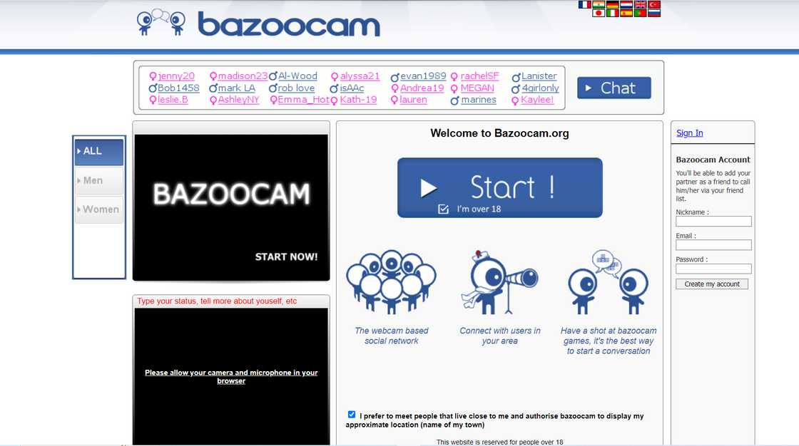 Bazoocam's homepage. Bazoocam's homepage.