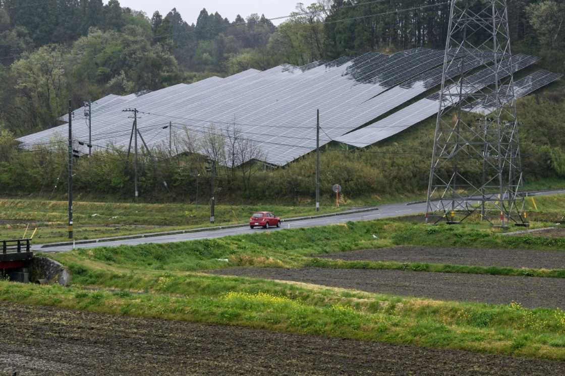 Traditional solar panels on a hillside in Fukushima prefecture. Flexible perovskite panels are perfect for mountainous Japan, with its shortage of flat plots Traditional solar panels on a hillside in Fukushima prefecture. Flexible perovskite panels are perfect for mountainous Japan, with its shortage of flat plots