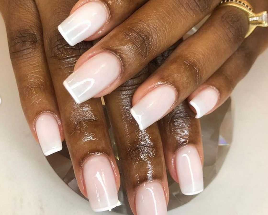 Milky white-pink nails